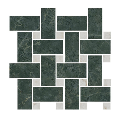 Керамическая плитка Декор Серенада мозаичный зелёный лаппатированный 32х32