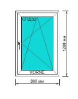 Пластиковое окно EXPROF ProWIN (B) 800х1200 одностворчатое, трехкамерное