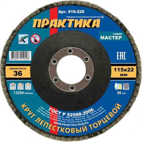 Шлифовальный лепестковый круг ПРАКТИКА 919-228