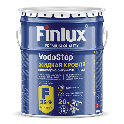 Однокомпонентная жидкая резина VODOSTOP® Finlux F-35-9 (Черная, 18л)
