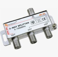 Делитель на 3ТВ 1вход F-гн. - 3 выхода F-гн. 5-1000МГц (с проходом по питан