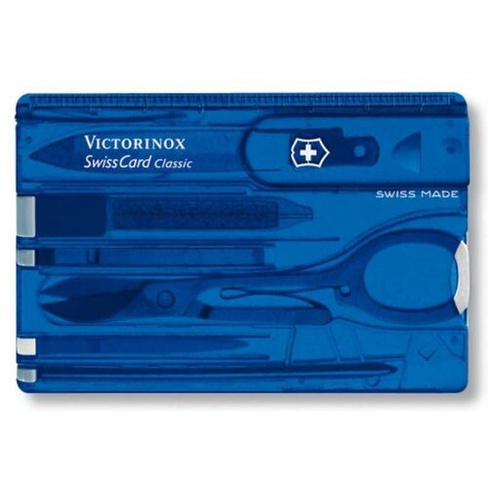 Швейцарская карта Victorinox SwissCard Classic, синий полупрозрачный, коробка подарочная [0.7122.t2]