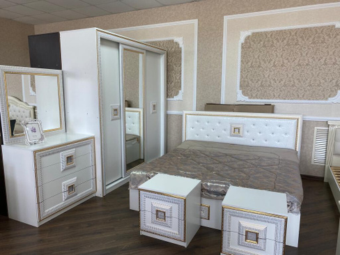 Спальня "Богемия", кровать 1,8 м, шкаф-купе 3/4 дверный, цвет белый