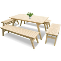 Комплект дачной мебели "на 10-12 человек" (1,65 метра). Стол 1,65, 2 лавки 1,65и 2 лавки 1м. Wooden-World