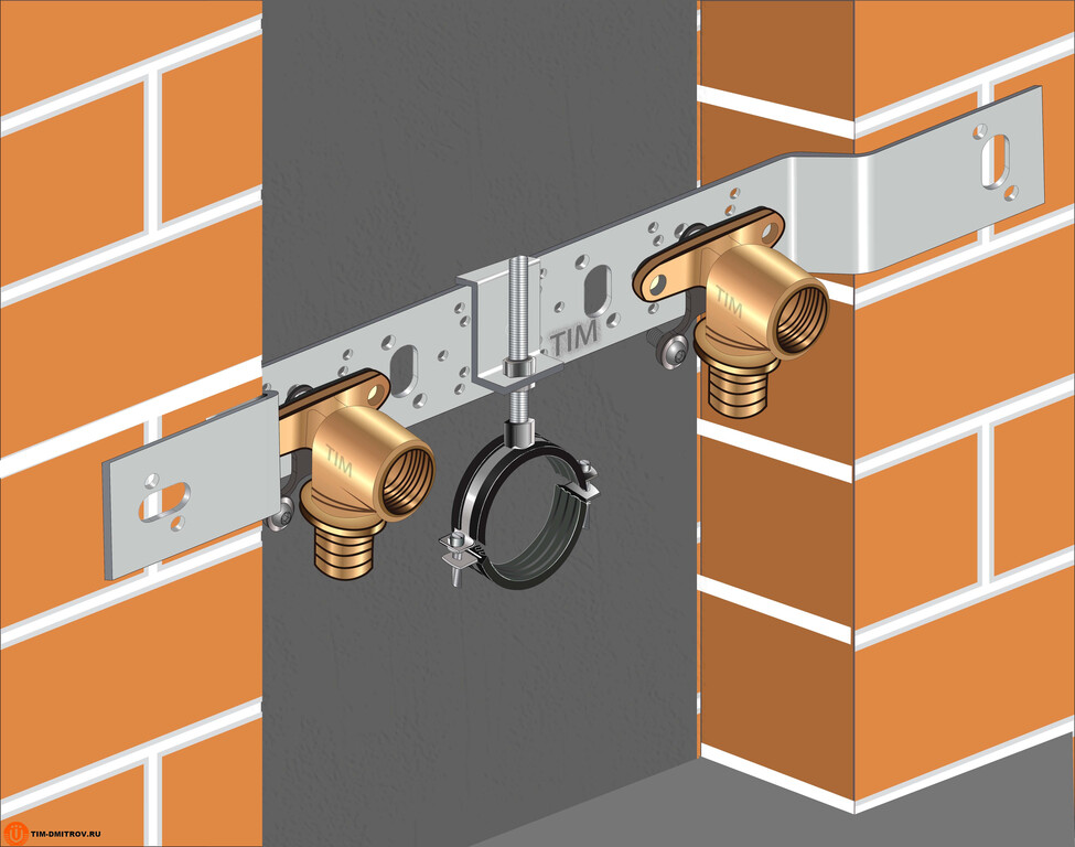 Кронштейн планка для водорозеток 75/150 с амортизаторами TIM FZ075/150R ...