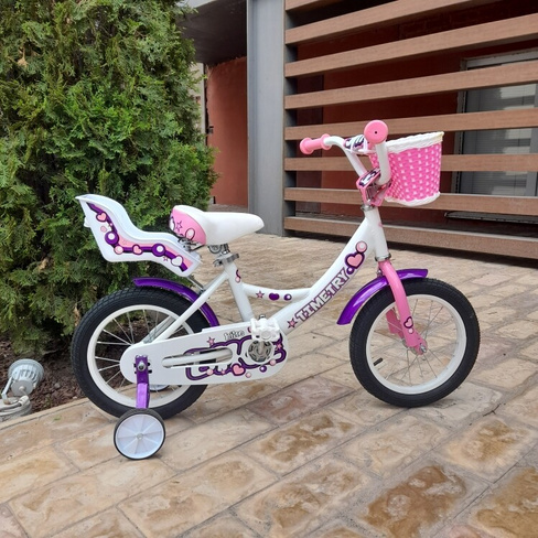 Детский велосипед 14 дюймов Timetry розовый