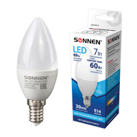 Лампа светодиодная SONNEN 7 60 Вт цоколь Е14 свеча нейтральный белый свет 30000 ч LED C37-7W-4000-E14 453712