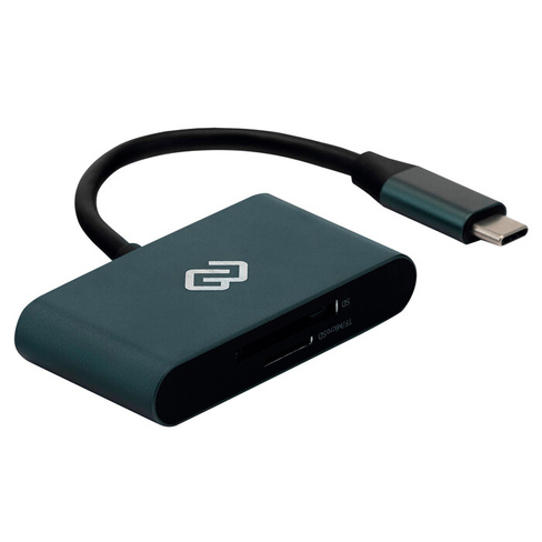 Кард-ридер внешний USB Type-C Digma CR-С2501-G, серый
